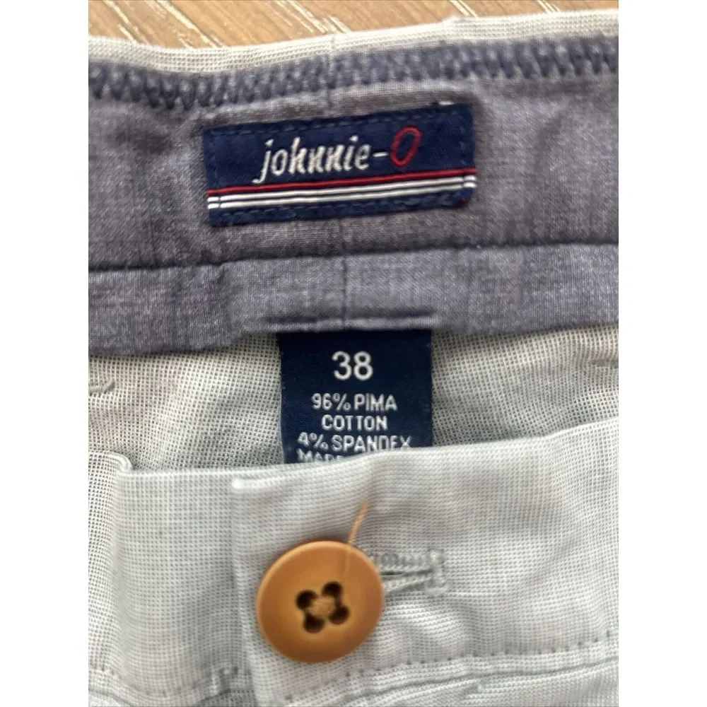 Johnnie O Shorts Mens 38 Gray Flat Front Pima‎ Cotton/ Spandex Chino ~ EXCELLENT